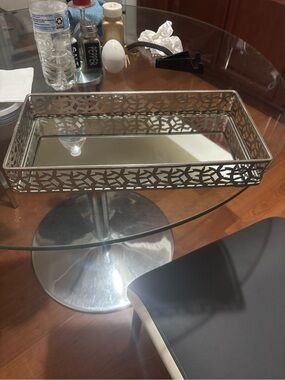 Elegant Silver Mirrored Makeup Organizer Tray